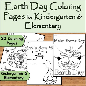Preview of 20 Kindergarten & Elementary Earth Day Coloring Pages - Sheets on April 22nd
