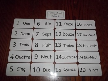 20 laminated numbers 1 20 in french flash cards preschool number card