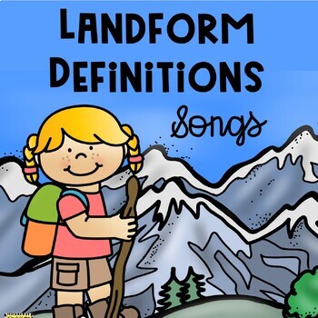 Preview of Landform Songs, Geography, Landforms Definitions, Printables, Mini-Posters