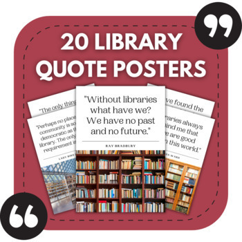 Preview of 20 Library Posters | Inspiring Quotes About Libraries for Bulletin Boards