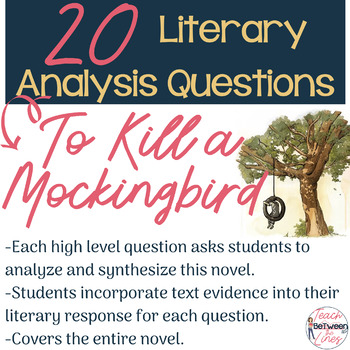 Preview of To Kill a Mockingbird - 20 Literary Analysis Questions! Distance Learning