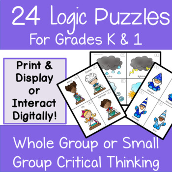 Preview of 20 Logic Puzzle Bundle Kindergarten and First Grade Great for Enrichment