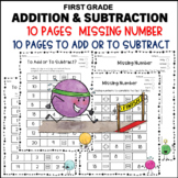 20 MATH WORKSHEETS : MISSING NUMBER AND TO ADD OR TO SUBTRACT