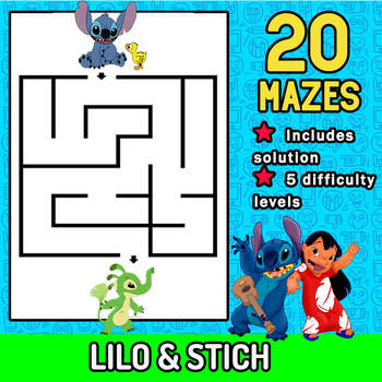 Preview of 20 MAZES Brain Game - Lilo & Stich