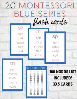 Preview of 20 MONTESSORI BLUE SERIES FLASHCARDS | 100 Words