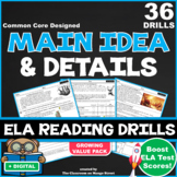 36 Main Idea & Details ELA Reading Skills Practice Worksheets