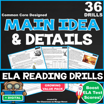 Preview of 36 Main Idea & Details ELA Reading Skills Practice Worksheets