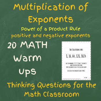 Preview of Two Weeks of Math Warmups - Multiply Positive and Negative Exponents