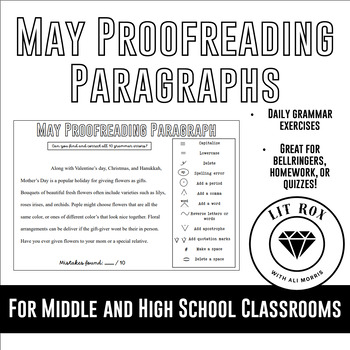Preview of 20 May Proofreading Grammar Bell Ringers & Daily Exercises  w/ Editing Marks