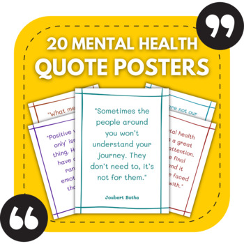 Preview of 20 Mental Health Bulletin Board Posters for Middle & High Schools