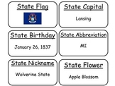 20 Michigan State Fact Flashcards. 1st Grade-7th Grade