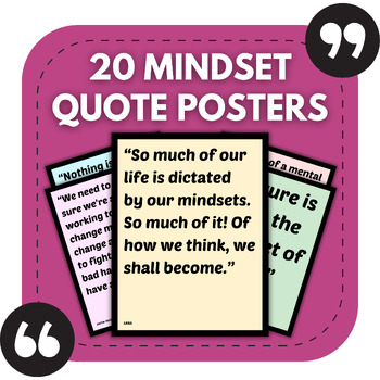 Preview of 20 Mindset Bulletin Board Posters | Middle & High School Growth Mindset Decor