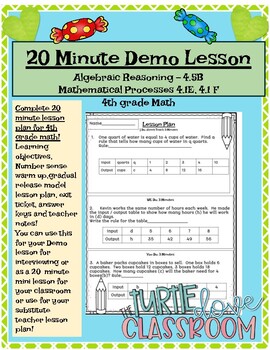 20 Minute Demo Lesson Plan 4th grade math Algebraic Reasoning - Find a Rule