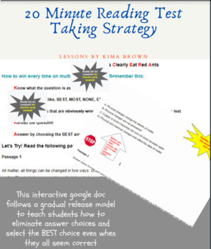Preview of 20 Minute Reading Test Taking Strategy Activity (teacher slides included)