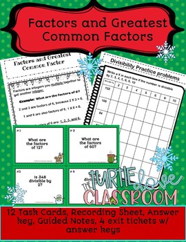 Preview of 20 Minute lessons : Greatest Common Factors 12 Task Cards, Guided Notes
