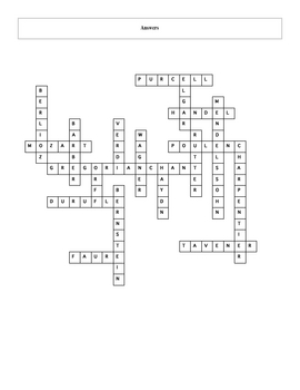 20 More Choral Music Masterpieces Crossword with Key by Maura Derrick