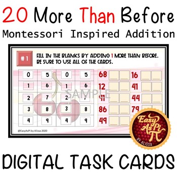 Preview of 20 More Than Before  |   Google Slides Addition Task Cards by EasyAsPi