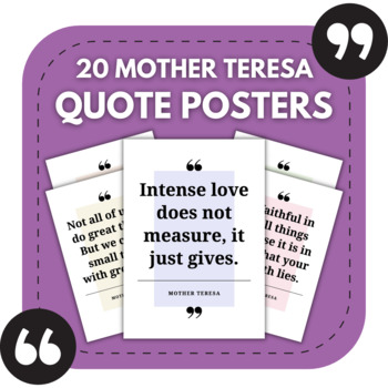 Preview of 20 Mother Teresa Posters | Uplifting Posters for High School Bulletin Boards