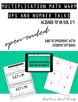 Preview of 20 Multiplication Math Warm Ups and Number Talks, EASY, LITTLE PREP