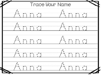 20 no prep anna name tracing and activities non editable preschool