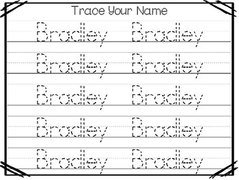 20 no prep bradley name tracing and activities non editable preschool