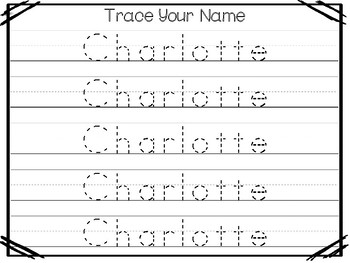 20 no prep charlotte name tracing and activities non editable daycare