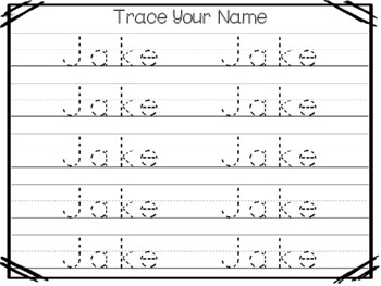 20 no prep jake name tracing and activities non editable handwriting worksheet