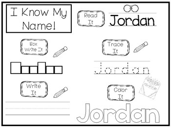 20 Prep Jordan Name Tracing and Activities. Non-editable. Daycare Writing