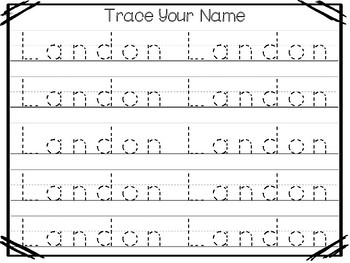 20 no prep landon name tracing and activities non editable preschool
