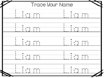 20 no prep liam name tracing and activities non editable preschool