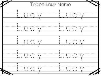 20 no prep lucy name tracing and activities non editable daycare