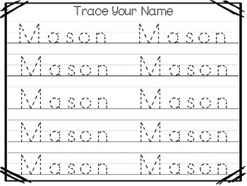 20 no prep mason name tracing and activities non editable