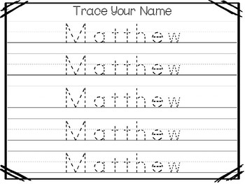 No Prep Matthew Name Tracing And Activities Non Editable Preschool Kdg Hand