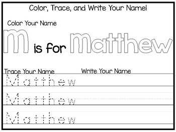 20 no prep matthew name tracing and activities non editable preschool