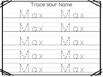 20 no prep max name tracing and activities non editable preschool kdg
