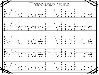 20 no prep michael name tracing and activities non editable preschool kdg han