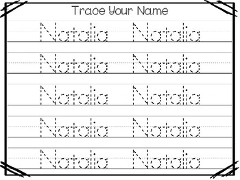 20 no prep natalia name tracing and activities non editable preschool