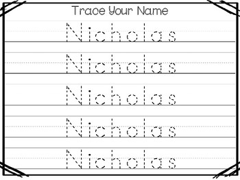 20 no prep nicholas name tracing and activities non editable preschool kdg han