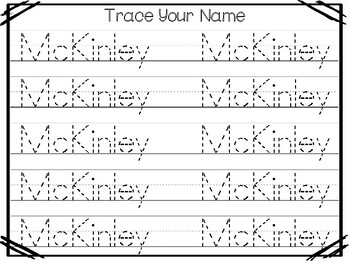 20 No Prep Non-editable McKinley Name Tracing, Handwriting, and Activities.