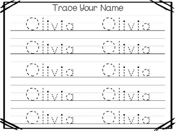 20 no prep olivia name tracing and activities non editable preschool kdg handw
