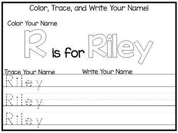 Riley, unisex name coloring page printable game