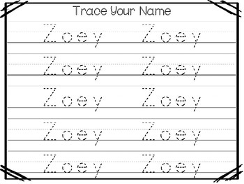 No Prep Zoey Name Tracing And Activities Non Editable Daycare Handwriting A