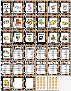 Preview of 20 Notebook Inserts Animal Print CA Binder Organizer Dividers Tabs Calendar