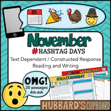 20 November Activities - Reading- November Writing Prompts- Thanksgiving Writing