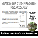 20 November Proofreading Grammar Bell Ringers & Daily Exer