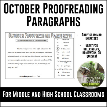 Preview of 20 October Proofreading Grammar Bell Ringers & Daily Exercises  w/ Editing Marks