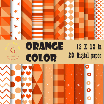 Preview of 20 Orange summer Digital paper, Commercial use, Watercolor summer clipart