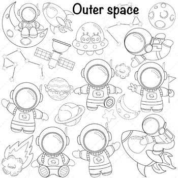 Preview of 20 Outer Space Clipart and doodle