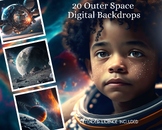 20 Outer Space Digital CG Backdrops, Astronaut Backgrounds