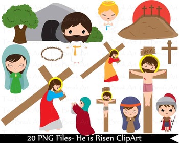 20 PNG Files- Parts of Way of the Cross and The Resurrection Clipart ...